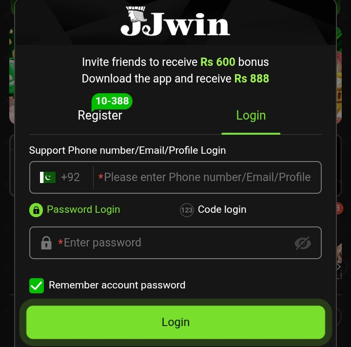 Login JJ Game